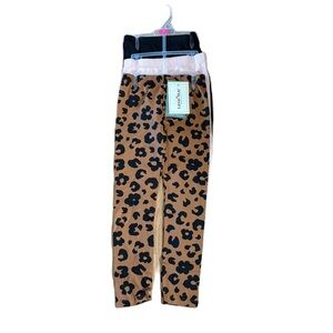 Organic Kids Leopard Print Leggings NEW Sz 7 Pink Black Bundle Set